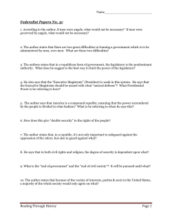 Federalist Papers No. 51 Assignment