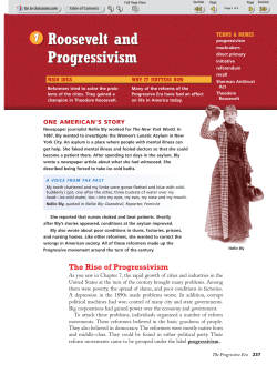 Roosevelt and Progressivism Roosevelt and Progressivism
