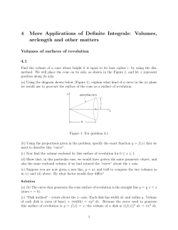 Homework 5. Applications of Definite Integrals: volumes, and arclength