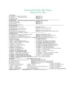 Homework for Mrs. BJ`s Classes March 12-16, 2012