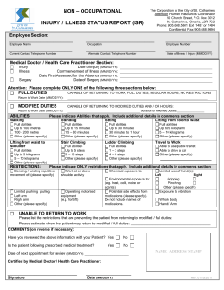 Employee Injury/Illness Status Report (ISR)