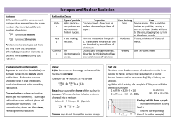 Isotopes and Nuclear Radiation