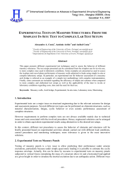 experimental tests on masonry structures: from the simplest in