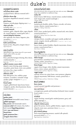 Menu - Duke`s Alehouse and Kitchen