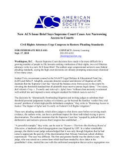 New ACS Issue Brief Says Supreme Court Cases Are Narrowing