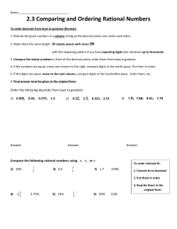 2.3 Comparing and Ordering Rational Numbers