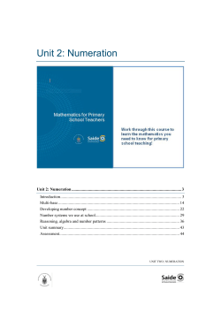 Unit 2: Numeration