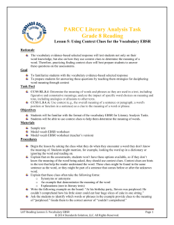 PARCC Literary Analysis Task Grade 8 Reading