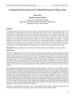 Community-Based Ecotourism and Livelihood Enhancement in