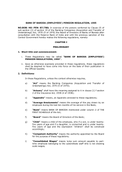 BANK OF BARODA (EMPLOYEES`) PENSION REGULATION, 1995