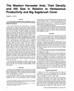The Western Harvester Ants: Their Density and Hill Size in Relation
