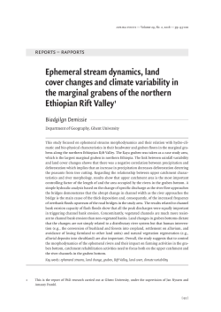 Ephemeral stream dynamics, land cover changes and climate