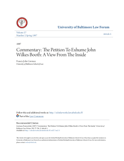 The Petition To Exhume John Wilkes Booth
