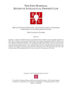 APIs and Copyright Protection - The John Marshall Institutional