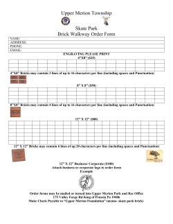 Upper Merion Township Skate Park Brick Walkway Order Form