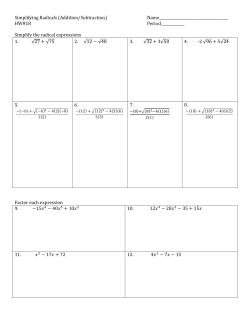 Simplifying Radicals (Addition/Subtraction
