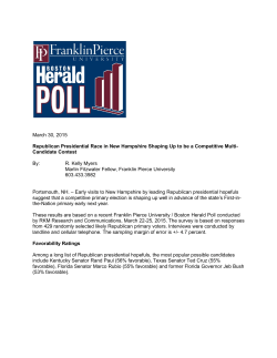 March 30, 2015 Republican Presidential Race in New Hampshire