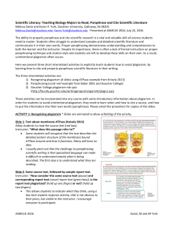 Scientific Literacy: Teaching Biology Majors to Read, Paraphrase