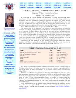 THE LAST YEAR OF CHAOS BEFORE ADAM &ndash; 3957 BC