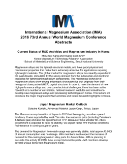 2016 73rd Annual World Magnesium Conference Abstracts