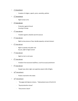 • 1st Amendment – Freedom of religion, speech, press, assembly