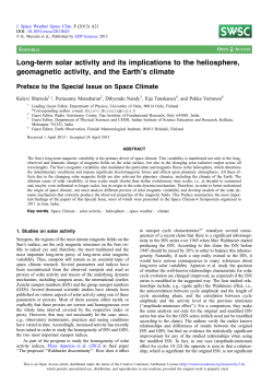 - Journal of Space Weather and Space Climate