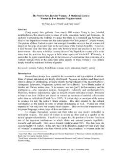 The Not So New Turkish Woman: A Statistical Look at Women in