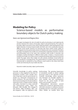 Modeling for Policy Science-based models as performative