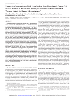 Phenotypic Characteristics of Cell Lines Derived