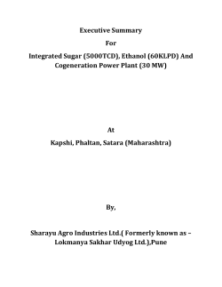 Executive Summary For Integrated Sugar (5000TCD), Ethanol
