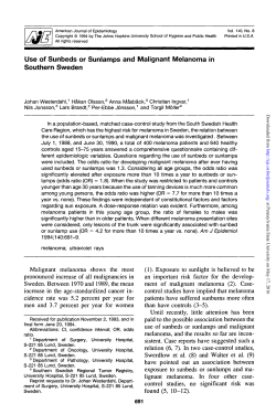 Use of Sunbeds or Sunlamps and Malignant Melanoma in Southern
