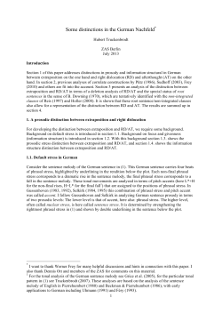 Some distinctions in the German Nachfeld