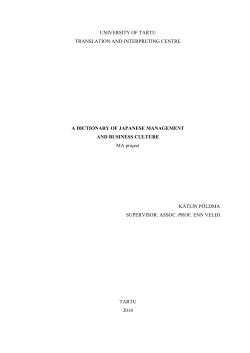 UNIVERSITY OF TARTU TRANSLATION AND