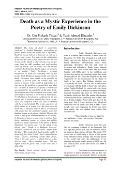 Death as a Mystic Experience in the Poetry of Emily Dickinson