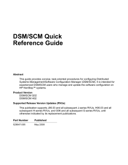 DSM/SCM Quick Reference Guide