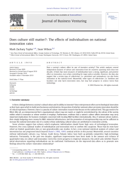 Does culture still matter?: The effects of individualism on national