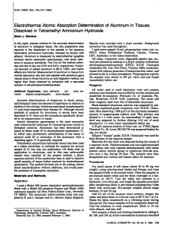 Electrothermal Atomic Absorption Determination of Aluminum in