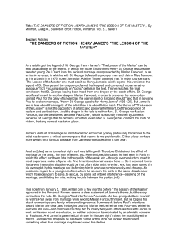 the dangers of fiction: henry james`s "the lesson of the