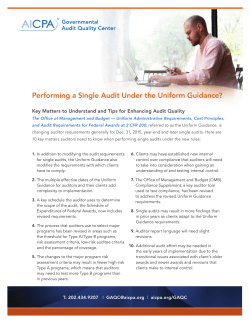 Performing a Single Audit Under the Uniform Guidance?