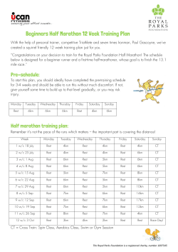 Beginners Half Marathon 12 Week Training Plan