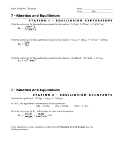 7 &middot; Kinetics and Equilibrium 7 &middot; Kinetics and Equilibrium