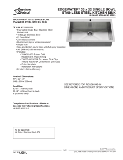 EDGEWATER&reg; 33 x 22 SINGLE BOWL STAINLESS STEEL