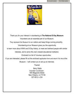 Thank you for your interest in volunteering at The National D
