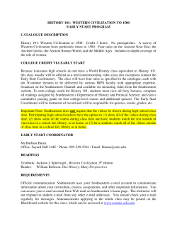 HISTORY 101: WESTERN CIVILIZATION TO 1500 EARLY START