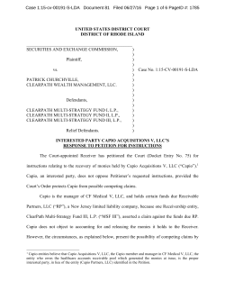 Capio Acquisition V, LLC`s Response to Receiver`s Petition for
