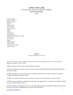 LEWIS AND CLARK From the book, Historical Plays for Children By