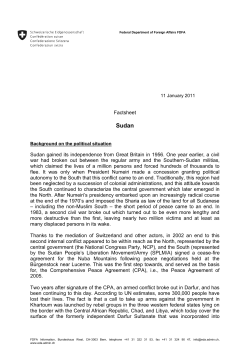 Factsheet Sudan gained its independence from Great Britain in