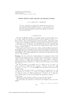 PRIME SIEVES USING BINARY QUADRATIC FORMS 1