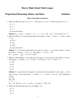 Hoover High School Math League Proportional Reasoning, Ratios