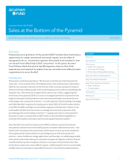 Sales at the Bottom of the Pyramid